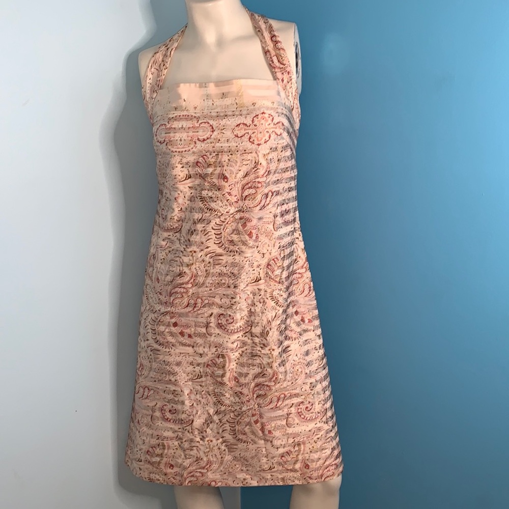 Vintage Kay Unger paisley silk dress with button closure.
